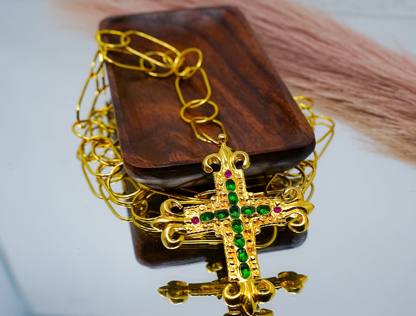 GOLD JADE RUBY CROSS