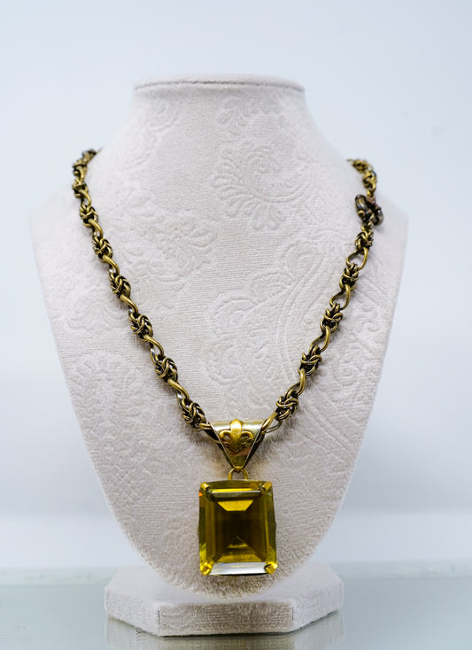 Bronze and Gold Lemon Quartz Niecklace